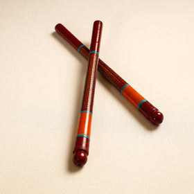  Handmade Lacquered Wooden Garba Dandiya Sticks 