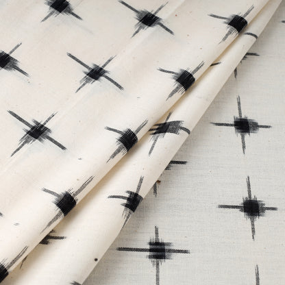 White - Pochampally Double Ikat Handloom Cotton Fabric 07