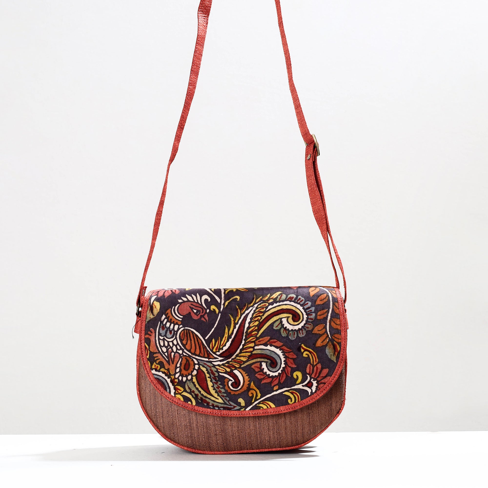 Black - Handpainted Kalamkari Natural Dyed Ghicha Silk Jewellery Box 15