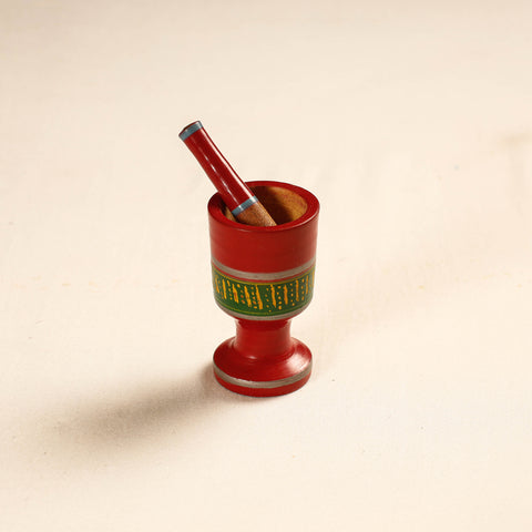  Handmade Lacquered Wooden Mortar & Pestle Set - Small 