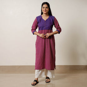  Running Stitch Cotton Straight Kurta with Jacquard Patchwork 14 