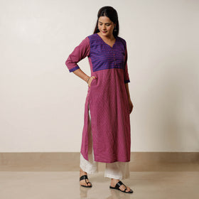  Running Stitch Cotton Straight Kurta with Jacquard Patchwork 14 