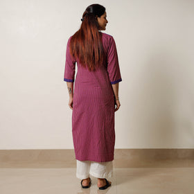  Running Stitch Cotton Straight Kurta with Jacquard Patchwork 14 