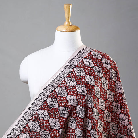 Red - Bagh Hand Block Printed Cotton Fabric