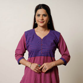  Running Stitch Cotton Straight Kurta with Jacquard Patchwork 14 