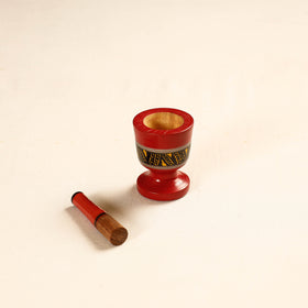  Handmade Lacquered Wooden Mortar & Pestle Set - Small 