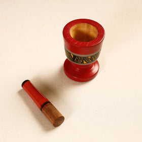  Handmade Lacquered Wooden Mortar & Pestle Set - Small 