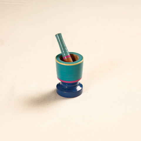  Handmade Lacquered Wooden Mortar & Pestle Set - Small 