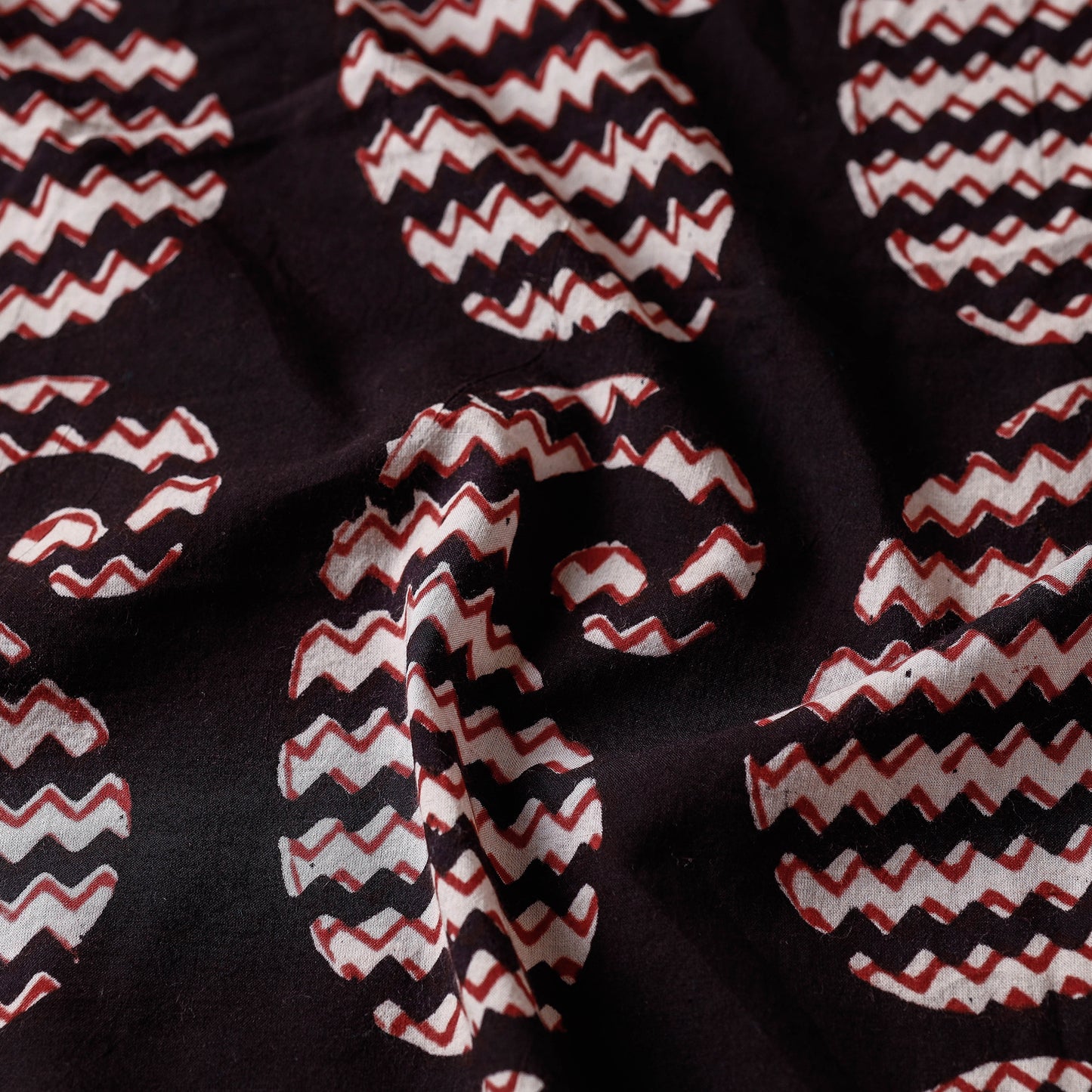 Black - Bagh Hand Block Printed Cotton Fabric