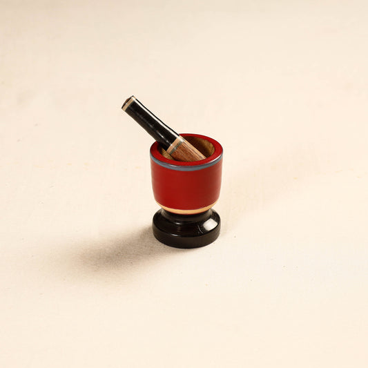 Handmade Lacquered Wooden Mortar & Pestle Set - Small
