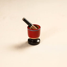  Handmade Lacquered Wooden Mortar & Pestle Set - Small 