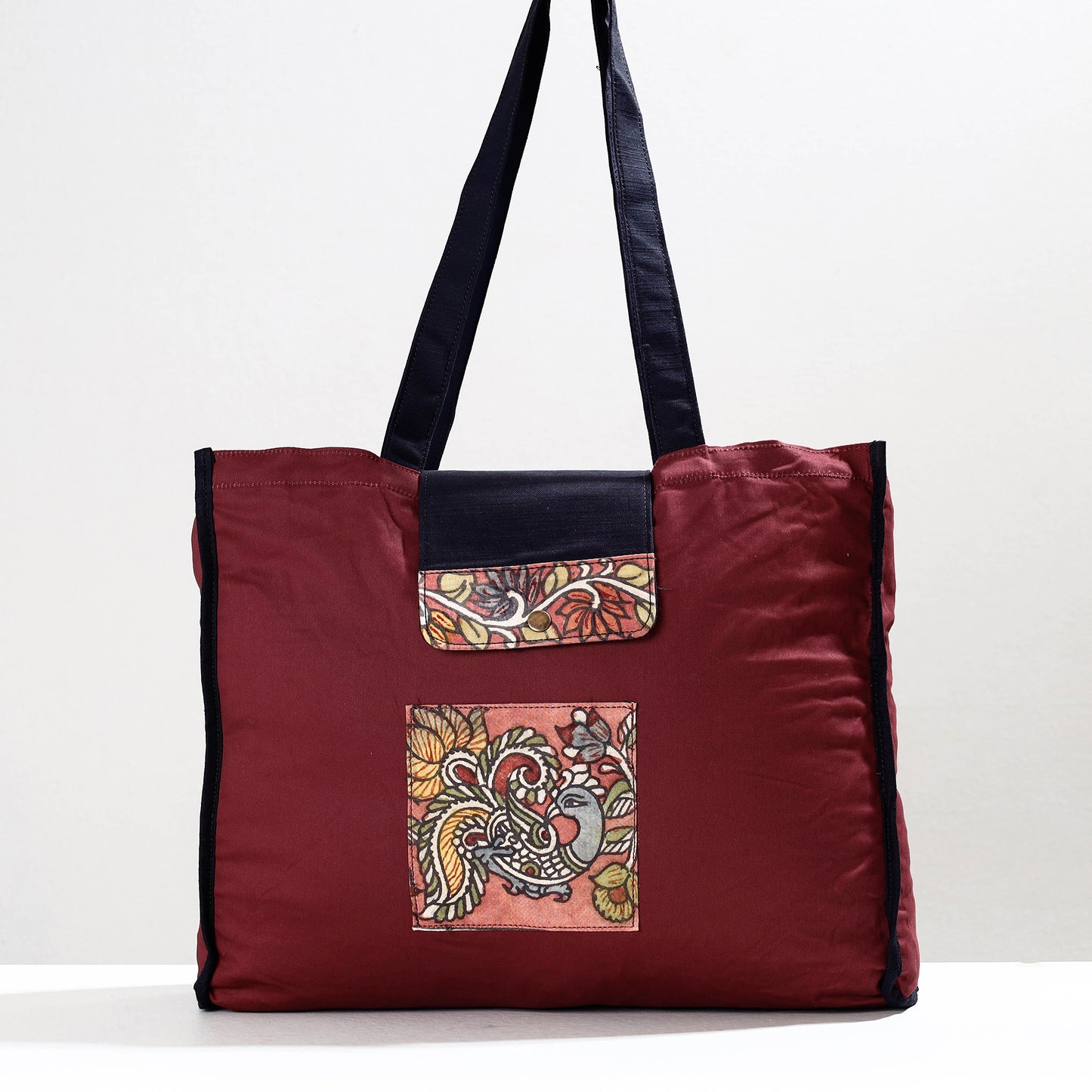 Maroon - Handpainted Kalamkari Natural Dyed Cotton Shoulder Bag