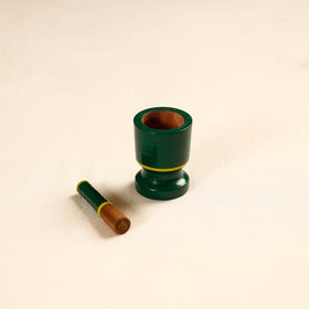  Handmade Lacquered Wooden Mortar & Pestle Set - Small 