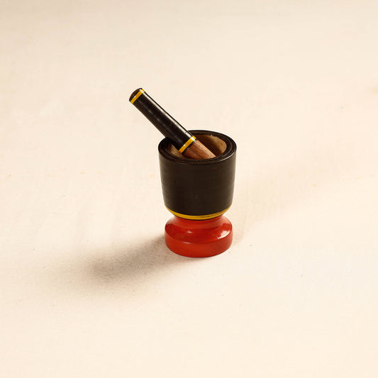 Handmade Lacquered Wooden Mortar & Pestle Set - Small