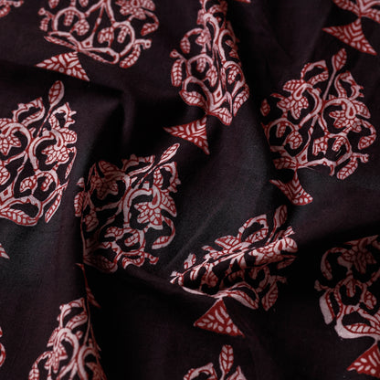 Black - Bagh Hand Block Printed Cotton Fabric
