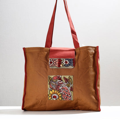 Brown - Handpainted Kalamkari Natural Dyed Cotton Shoulder Bag