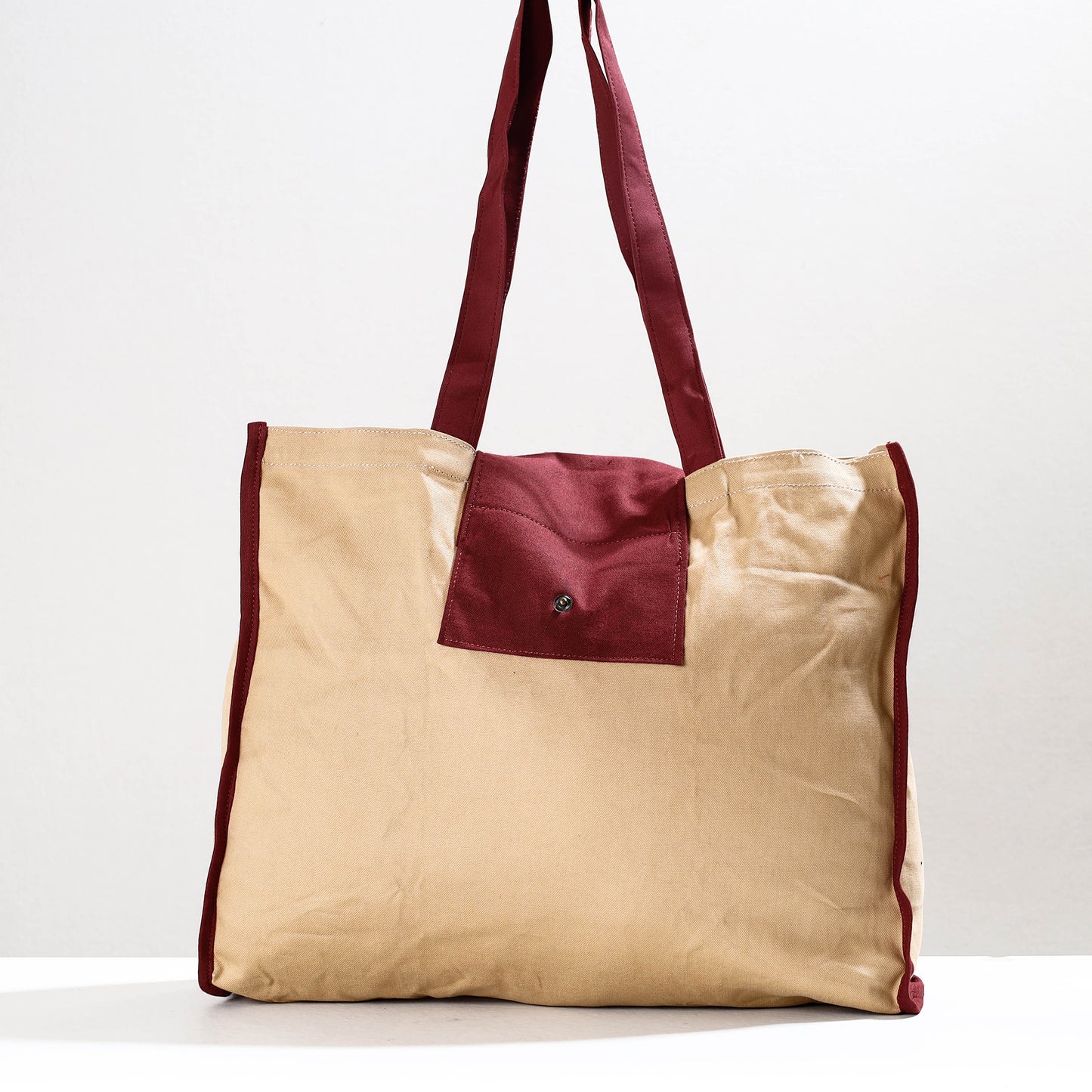 Beige - Handpainted Kalamkari Natural Dyed Cotton Shoulder Bag