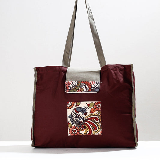 Maroon - Handpainted Kalamkari Natural Dyed Cotton Shoulder Bag