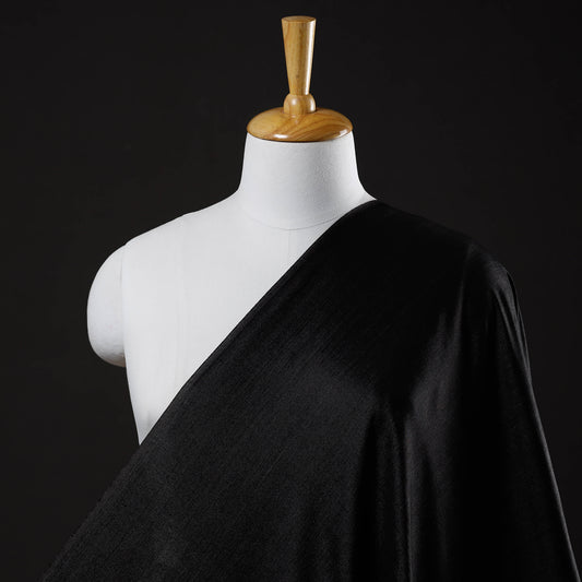 Black - Vidarbha Tussar Silk Cotton Handloom Fabric