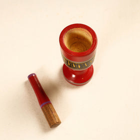  Handmade Lacquered Wooden Mortar & Pestle Set - Small 