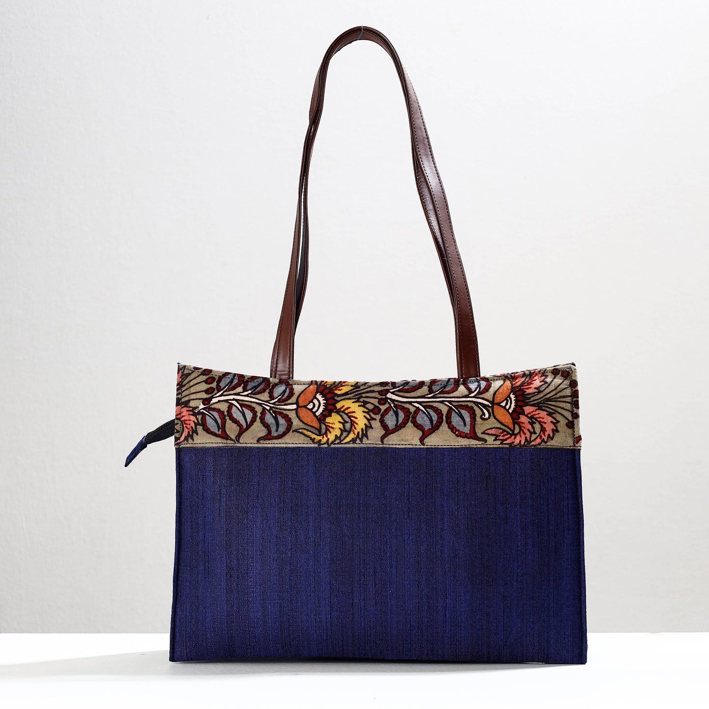 Blue - Handpainted Kalamkari Natural Dyed Ghicha Silk Shoulder Bag