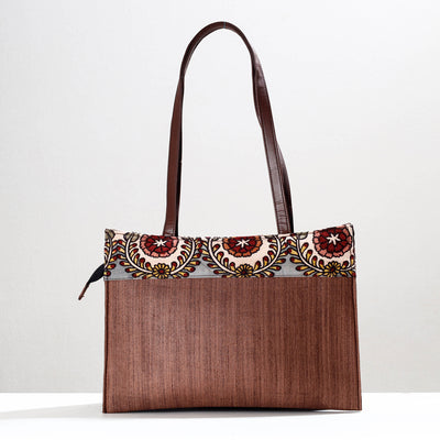 Brown - Handpainted Kalamkari Natural Dyed Ghicha Silk Shoulder Bag
