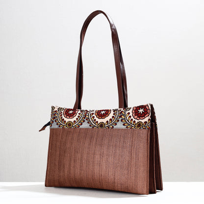 Brown - Handpainted Kalamkari Natural Dyed Ghicha Silk Shoulder Bag