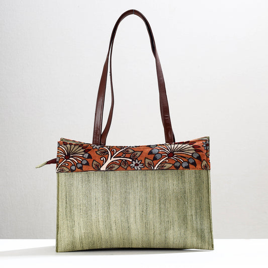 Green - Handpainted Kalamkari Natural Dyed Ghicha Silk Shoulder Bag
