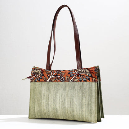 Green - Handpainted Kalamkari Natural Dyed Ghicha Silk Shoulder Bag