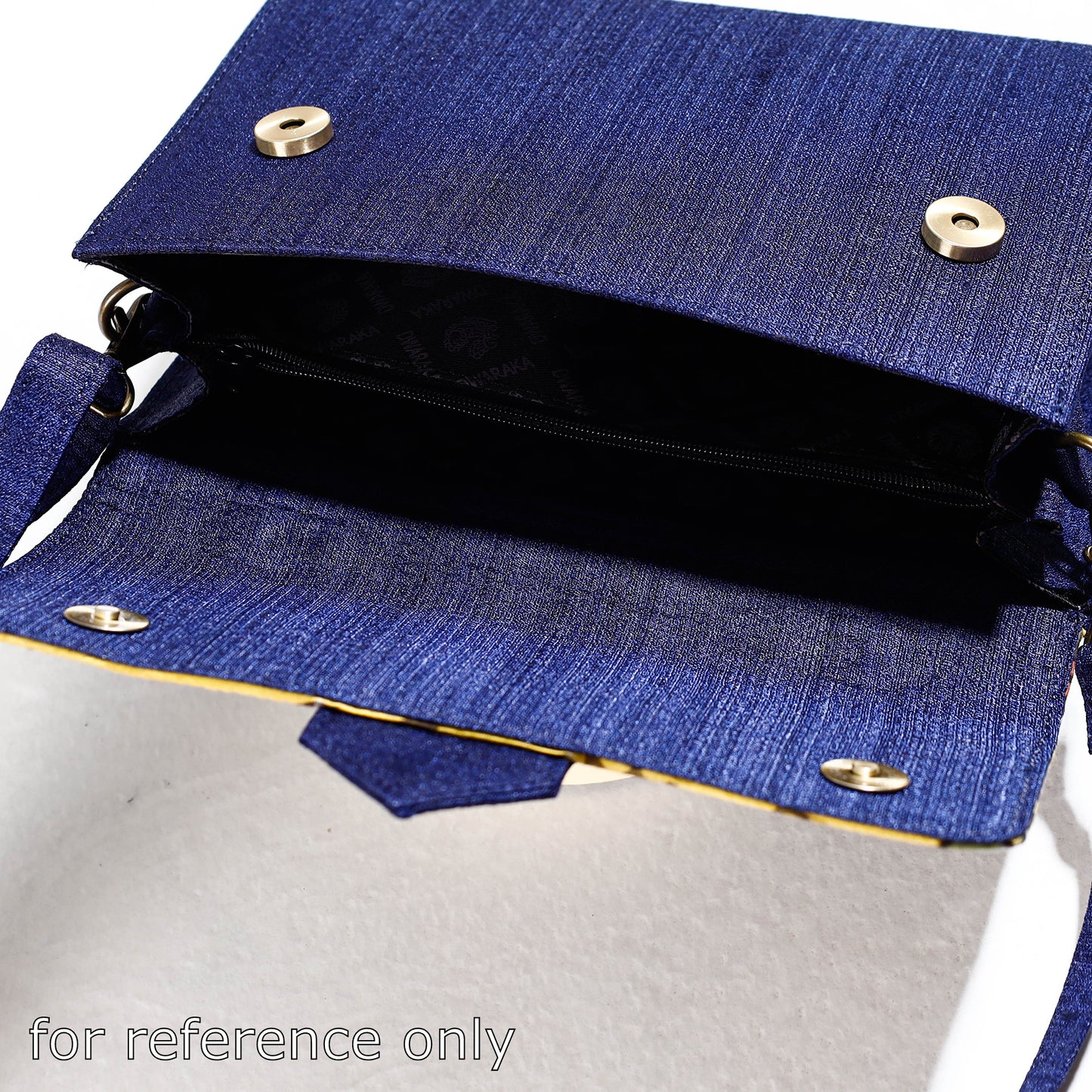 Blue - Handpainted Kalamkari Natural Dyed Ghicha Silk Sling Bag