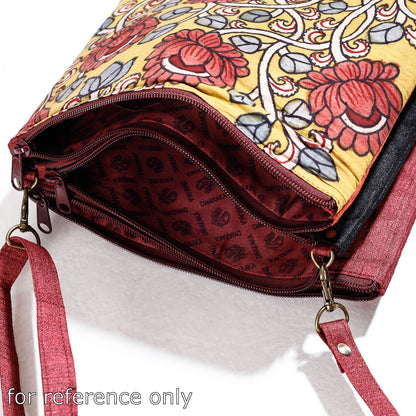 Red - Handpainted Kalamkari Natural Dyed Ghicha Silk Sling Bag