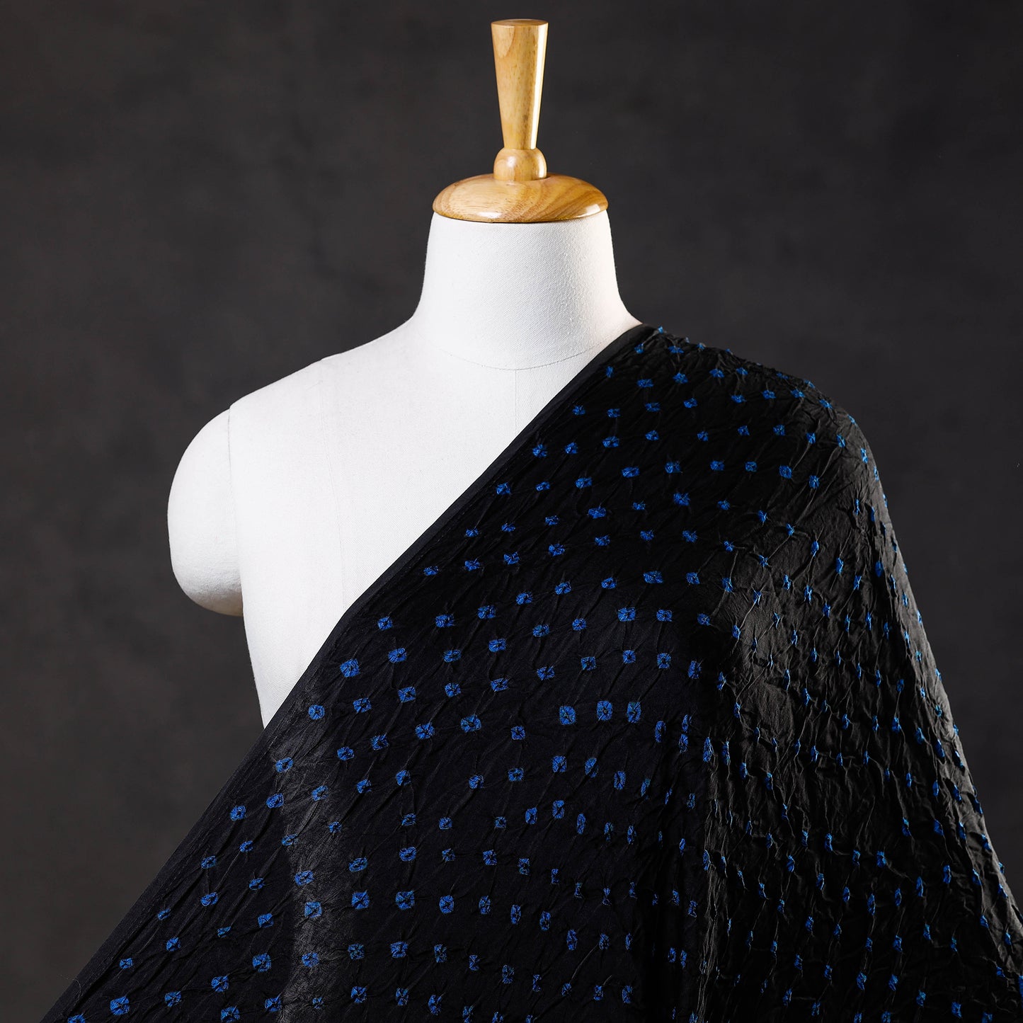 Versatile Black Kutch Bandhani Tie-Dye Modal Silk Fabric