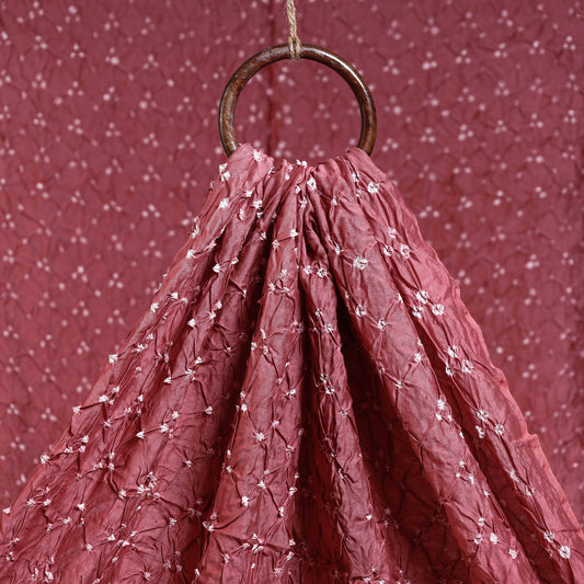 Light Watermelon Pink Kutch Bandhani Tie-Dye Chanderi Silk Fabric