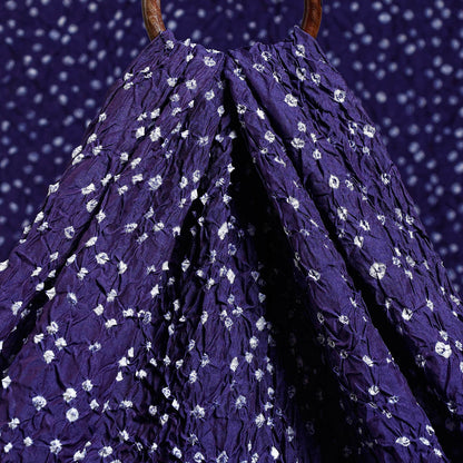 Dark Purple Kutch Bandhani Tie-Dye Chanderi Silk Fabric