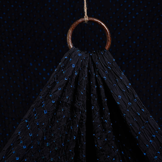 Versatile Black Kutch Bandhani Tie-Dye Modal Silk Fabric