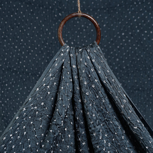 Glistening Grey Kutch Bandhani Tie-Dye Modal Silk Fabric