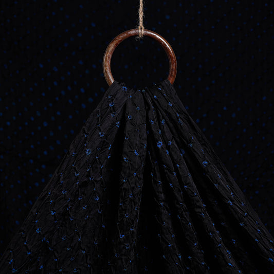 Eerie Black Kutch Bandhani Tie-Dye Modal Silk Fabric