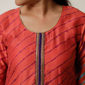  Leheriya Tie-Dye Chanderi Silk Long Kurta 