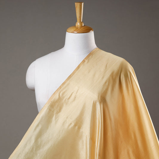 Yellow - Beige Prewashed Plain Pure Silk Fabric