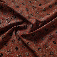 Brown Patterned Boronia Florets Ajrakh Hand Block Printed Cotton Fabric