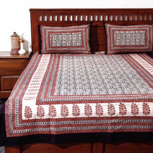Multicolor - Bagh Block Printed Cotton Single Bed Cover with Pillow Covers (94 x 64 in)