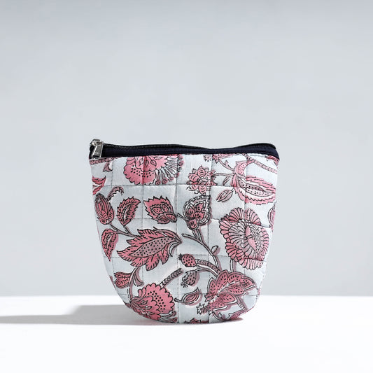 Handmade Quilted Sanganeri Block Printed Utility Pouch 06