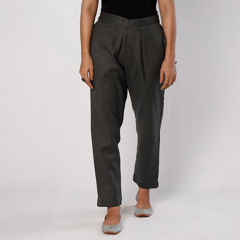 Dark grey - flex cotton tapered casual pant for women