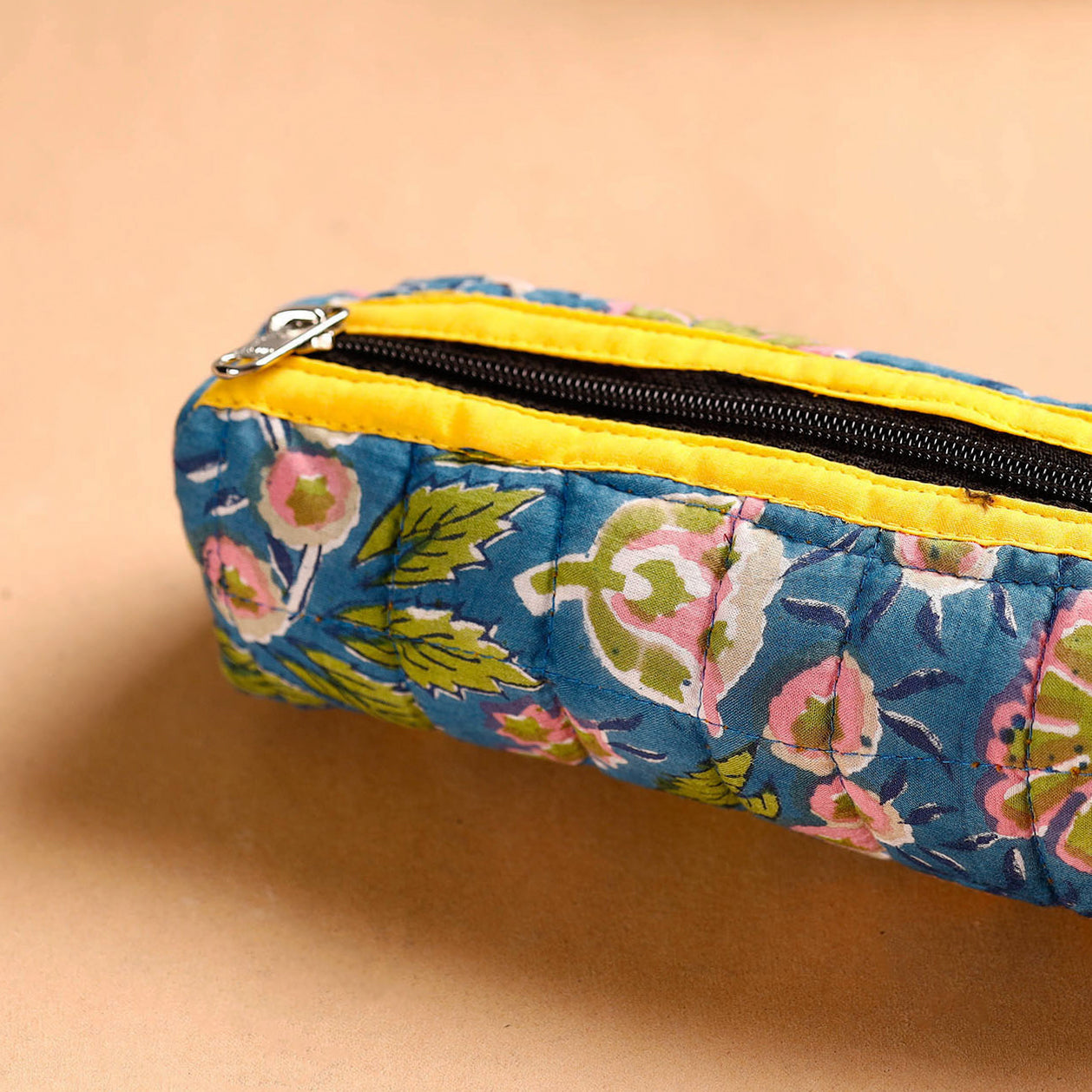 Handcrafted Quilted Sanganeri Multipurpose Pencil Pouch 05