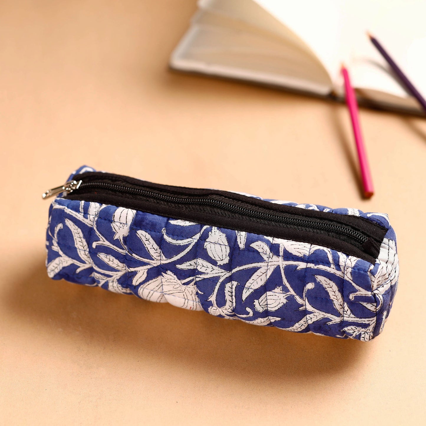 Handcrafted Quilted Sanganeri Multipurpose Pencil Pouch 07