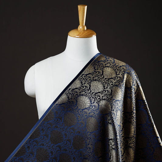 Blue - Banarasi Jacquard Brocade Viscose Silk Fabric