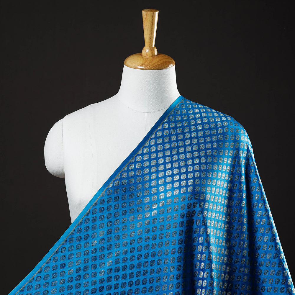 Blue - Banarasi Jacquard Brocade Viscose Silk Fabric