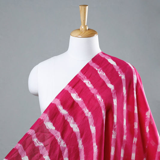 Pink - Leheriya Tie-Dye Mothra Chanderi Silk Fabric