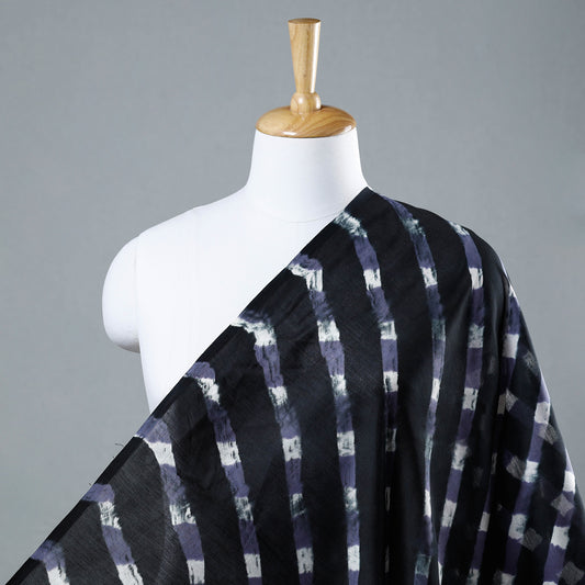 Black - Leheriya Tie-Dye Mothra Chanderi Silk Fabric