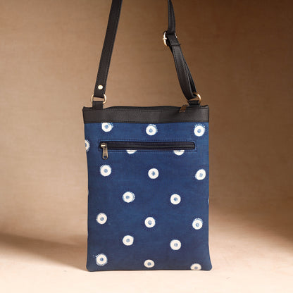 Blue - Handcrafted Shibori Tie-Dye Leather Sling Bag